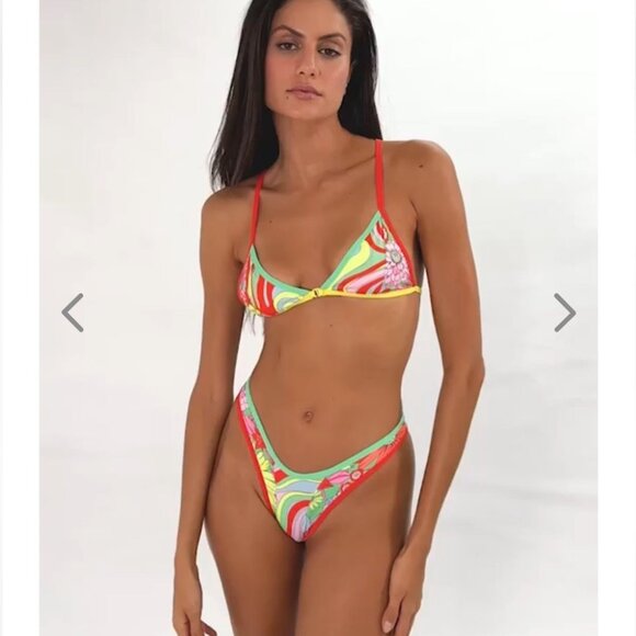 NWT OneOne Swimwear SET Bikini Seabright 2024 Gemma Noelia NEW Red Green Yellow - Picture 4 of 7